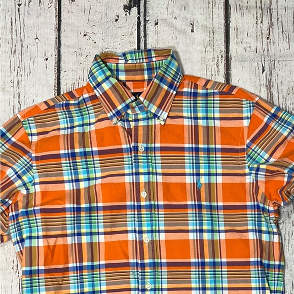 Polo Ralph Lauren Orange Plaid Mens Button Down Long Sleeve Shirt - Picture 2 of 6